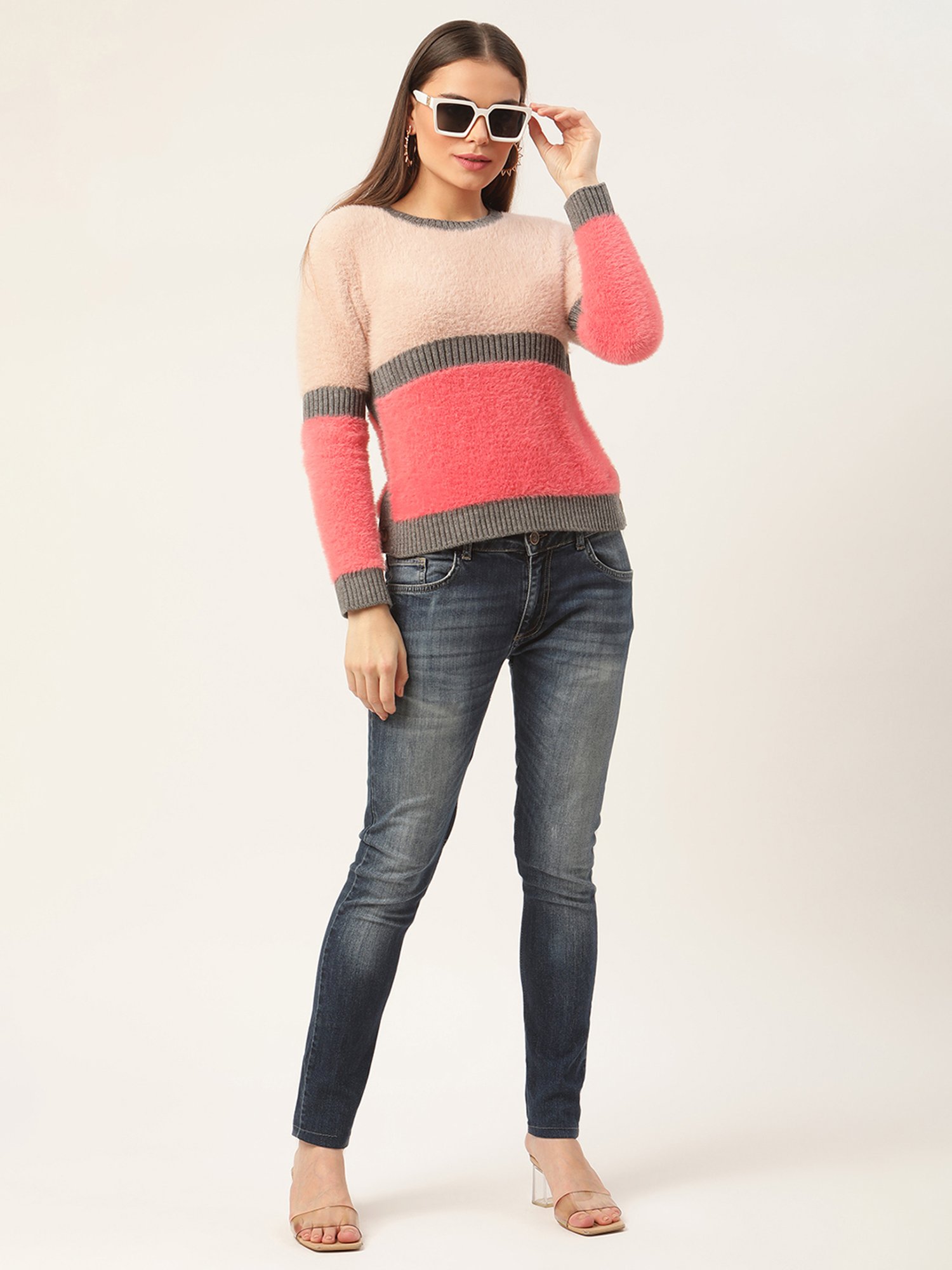 Elle Multicolor Round Neck Sweater