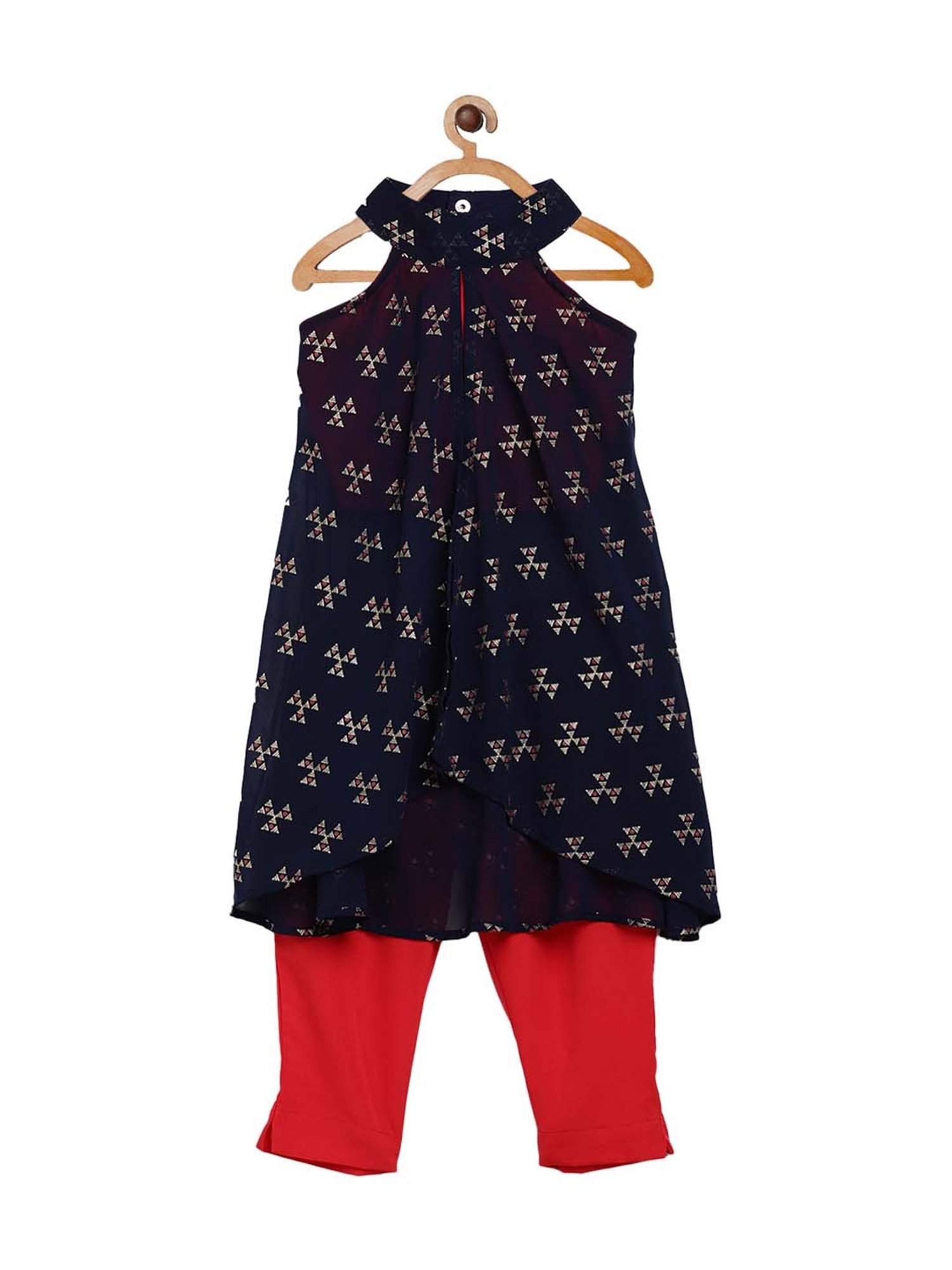 Ahalyaa Kids Navy Printed Kurta & Pants