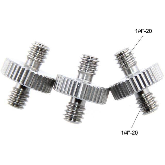 CAMVATE 1/4"-20 Male to 1/4"-20 Male Double-Ended Screw Adapter, 3-Pack #C1229