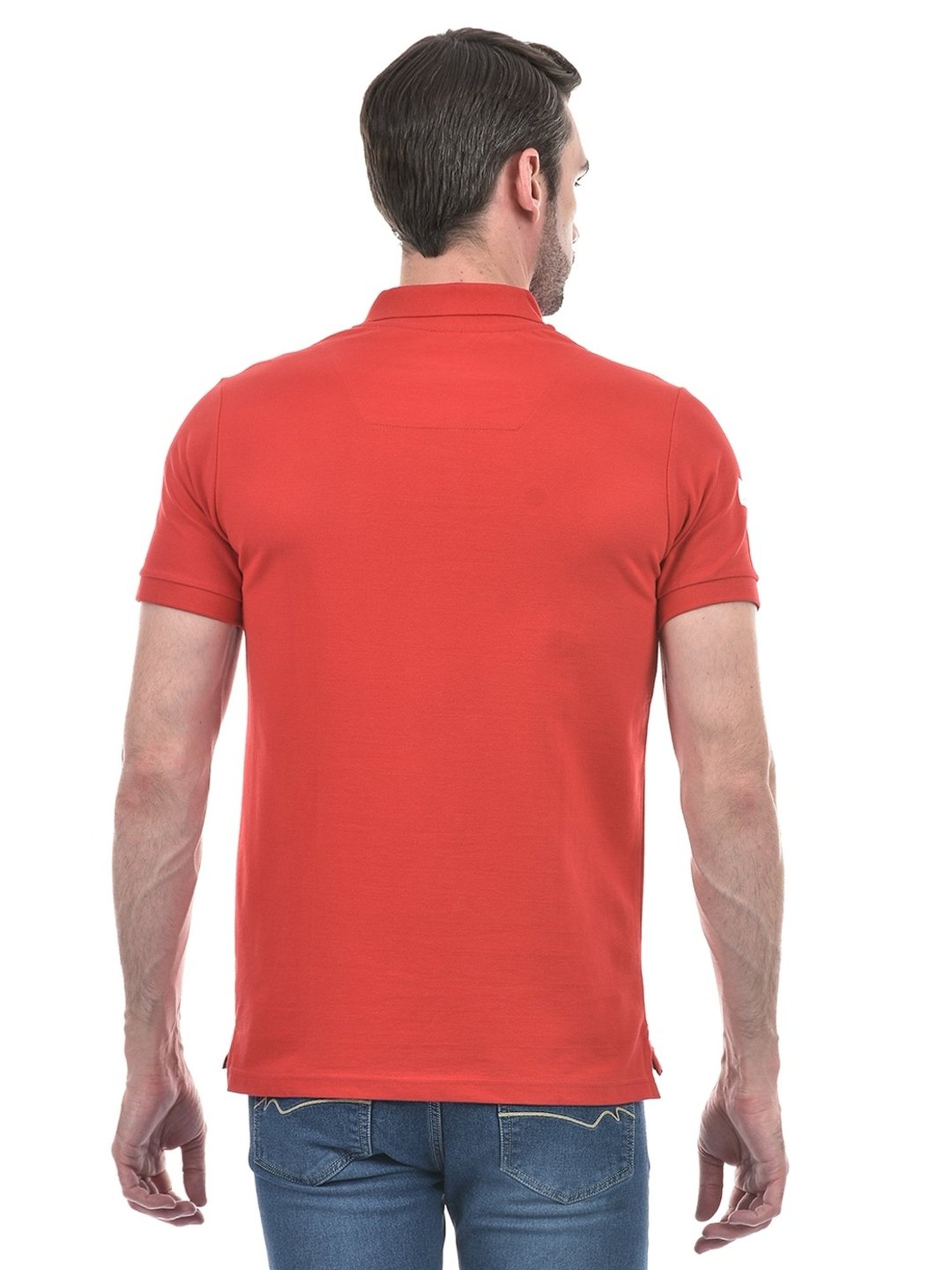 Numero Uno Red Cotton Regular Fit Polo T-Shirt