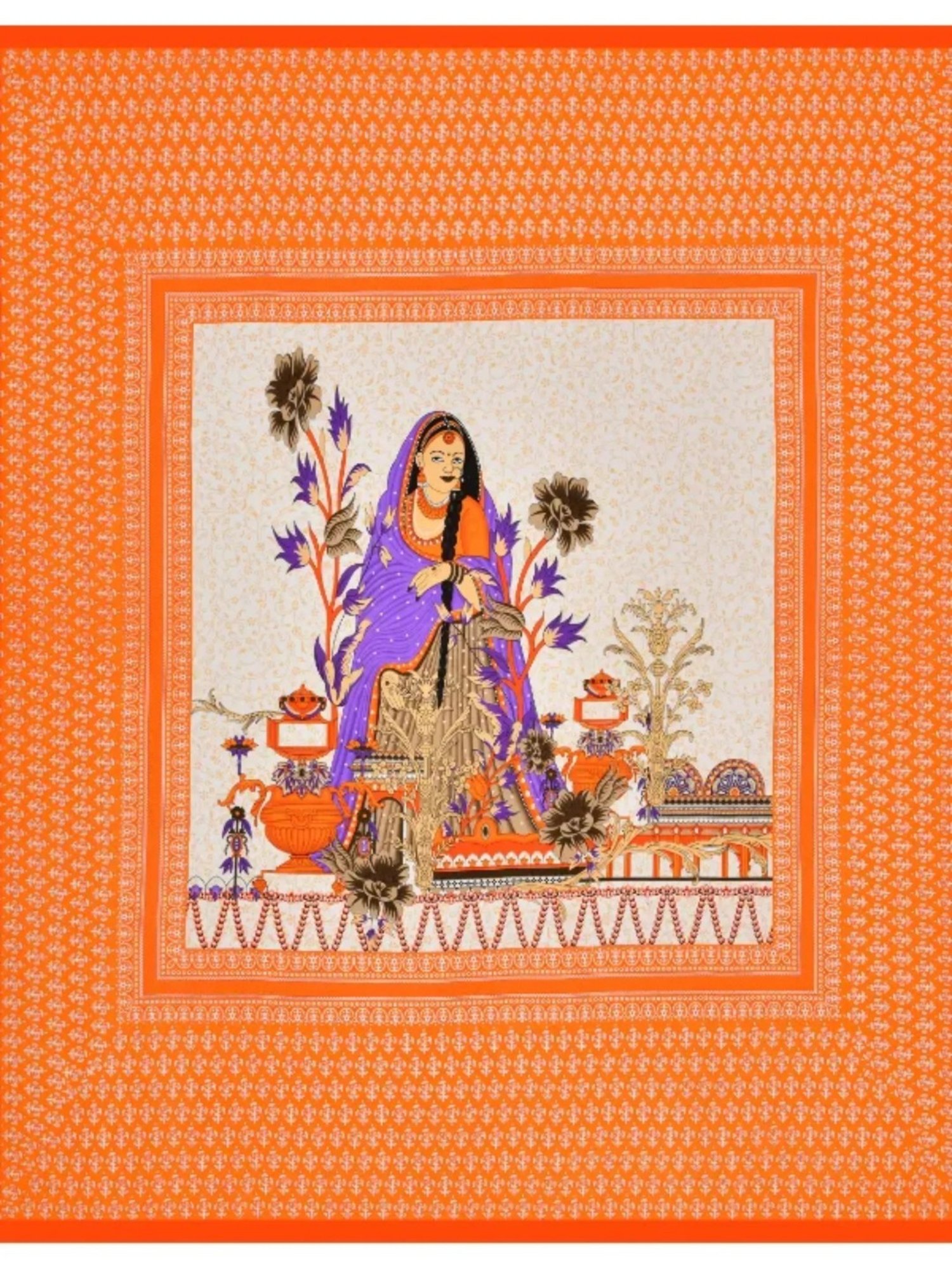 Living Roots Abstract Orange 240 TC Cotton Bedsheet with 2 Pillow Covers