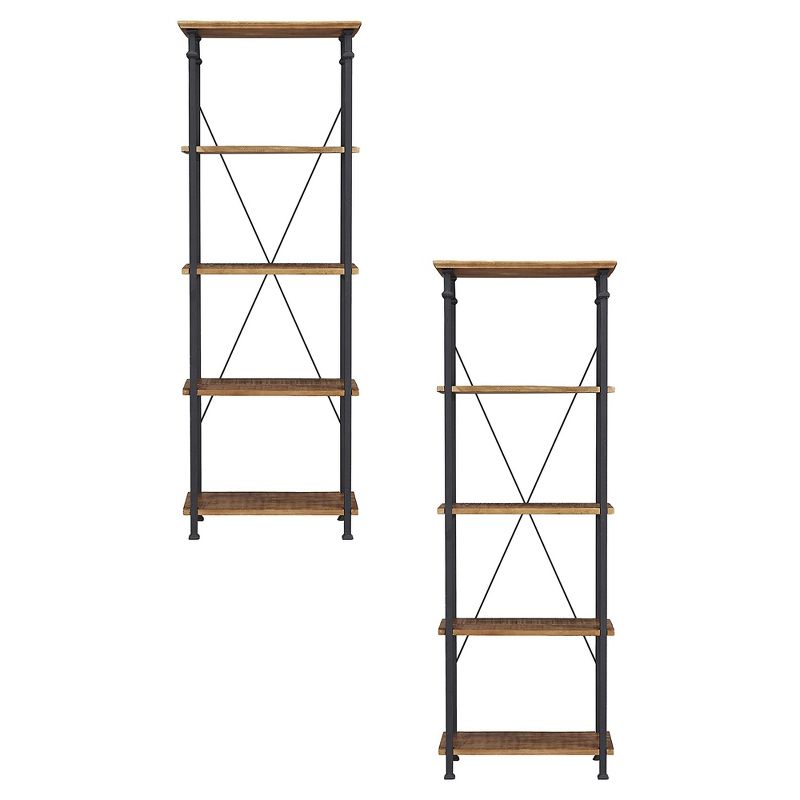 Furinno Turn-N-Tube 4 Tier Multipurpose Open Wood Display Shelf and Bookcase for Living Room, Dining Room, Bedroom, and Office Spaces, Espresso Black