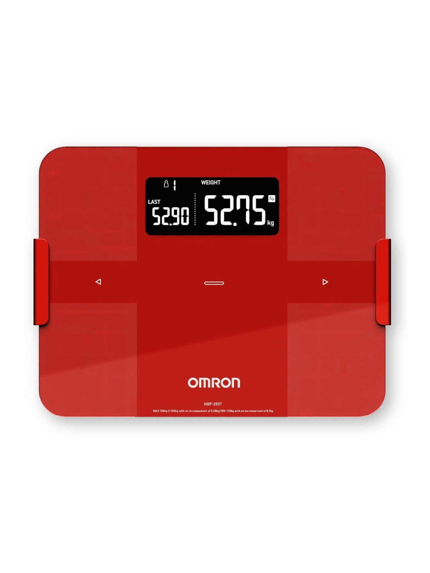 Omron HBF 255T BT Enabled Digital Full Body Composition Monitor with 4 User & Guest Mode (Red)