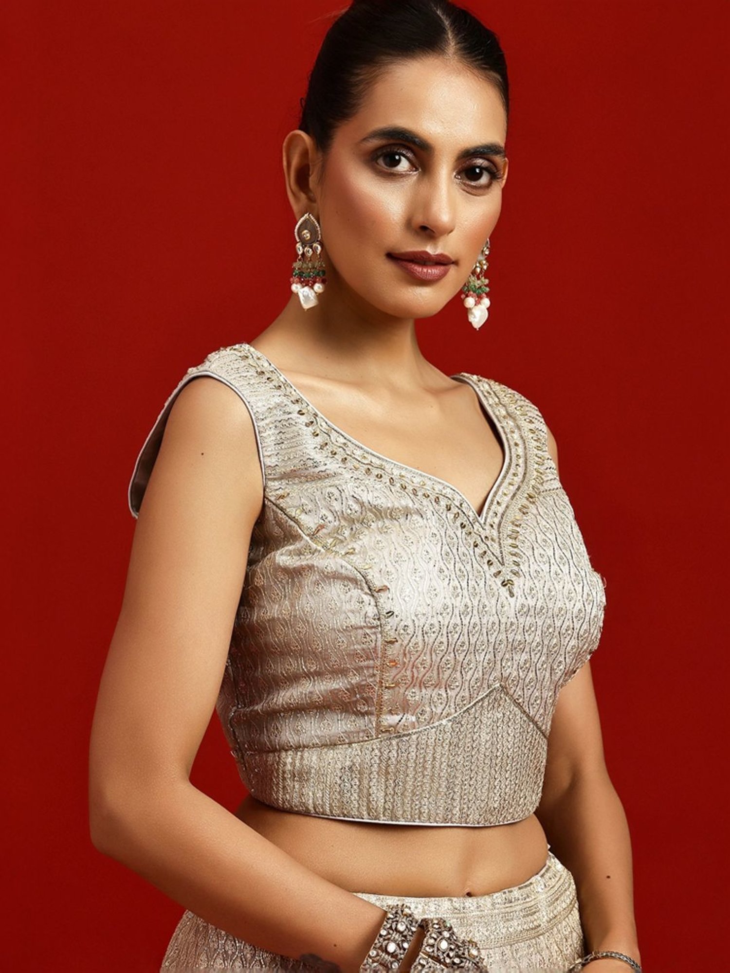 Libas Art Grey Embellished Lehenga Choli Set With Dupatta