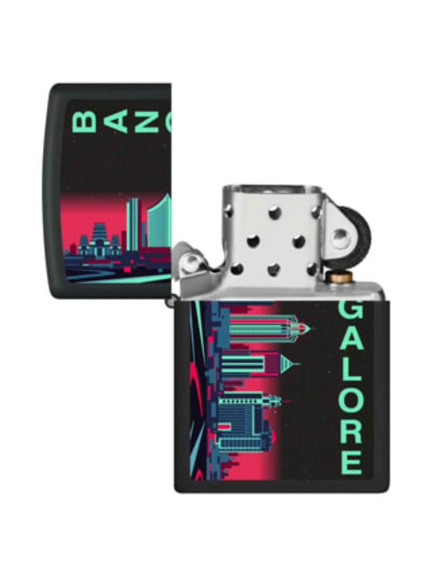 Zippo Bangalore Skyline Graphic Black Brass Windproof Pocket Lighter