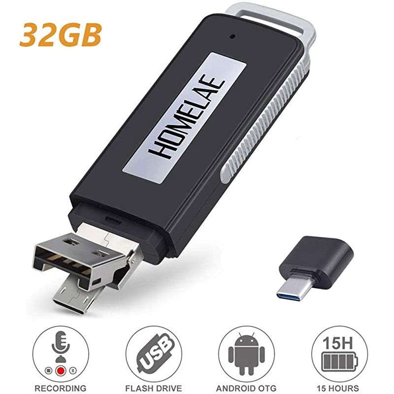 Voice Recorder 32GB Mini Digital Sound Audio Recorder Dictaphone with Dual for Lectures Meetings Class and More Rechargeable 15 Hours Continuous Recorder Black