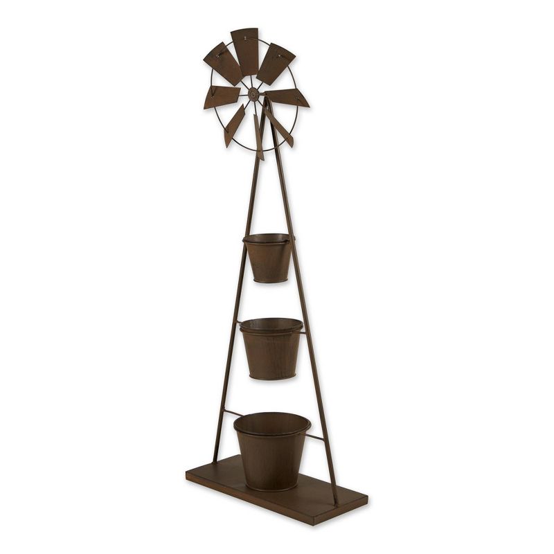 18.5" Indoor/Outdoor Metal Windmill Plant Stand Black - Zings & Thingz