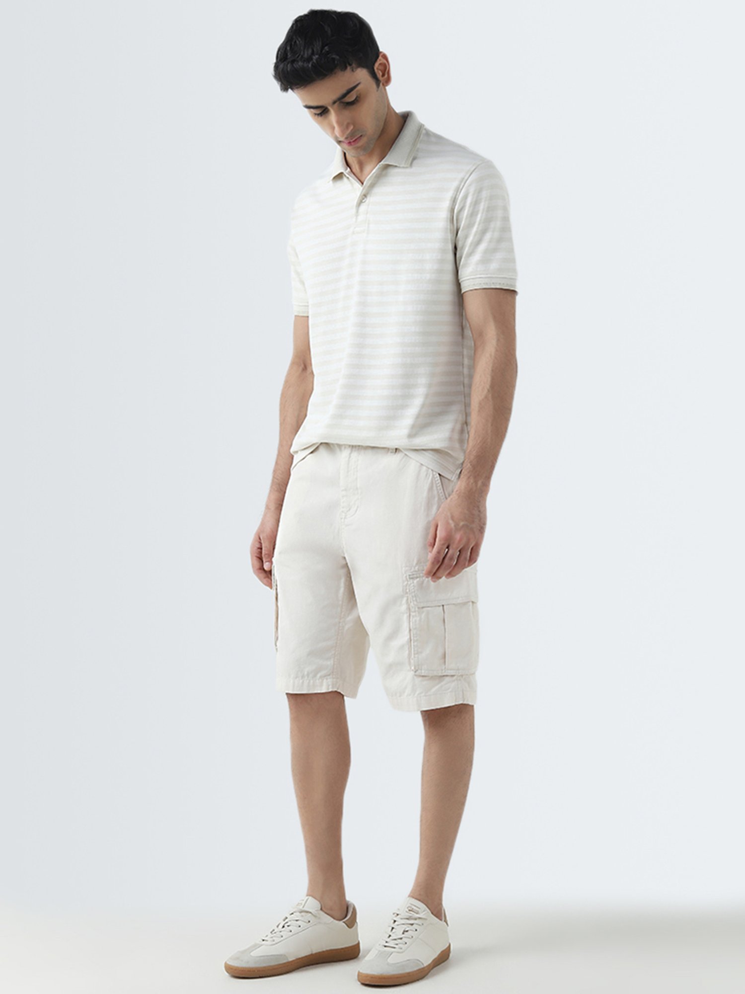 WES Casuals by Westside Beige Relaxed-Fit Mid-Rise Cotton Shorts