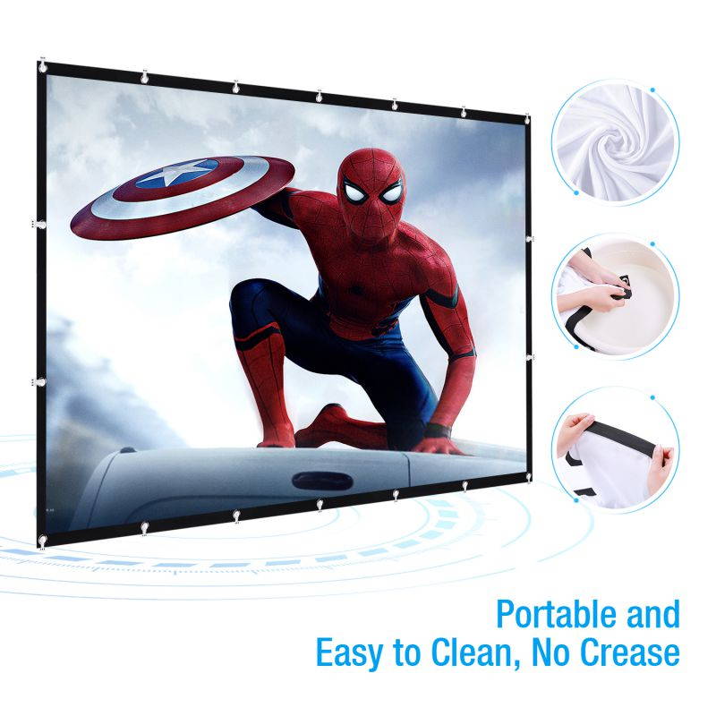 Projector Screen 120" 16:9 Portable Projection HD Foldable Washable Movie Screen for Home Theater Support Double Sided Projection Indoor Outdoor