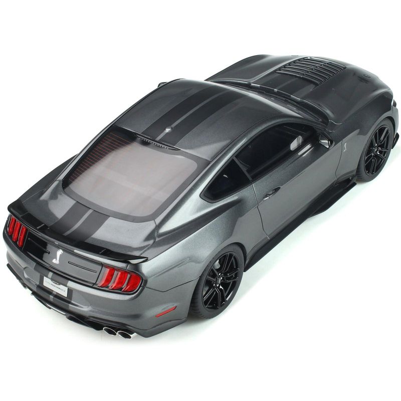 Ford Mustang Shelby GT500 Magnetic Gray Metallic with Black Stripes Limited Edition to 600 pieces 1/12 Model Car by GT Spirit