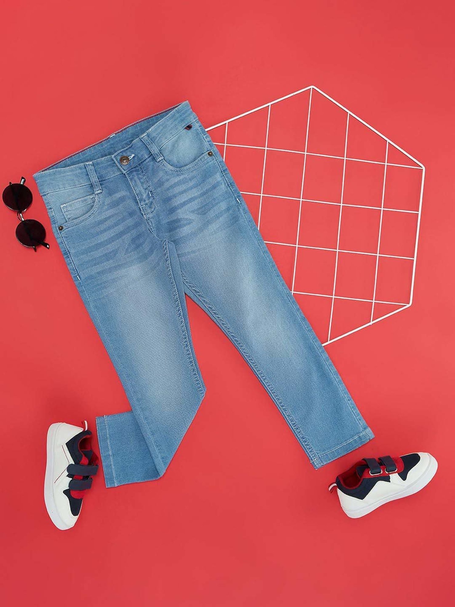 Palm Tree Boys Grey Washed Jeans