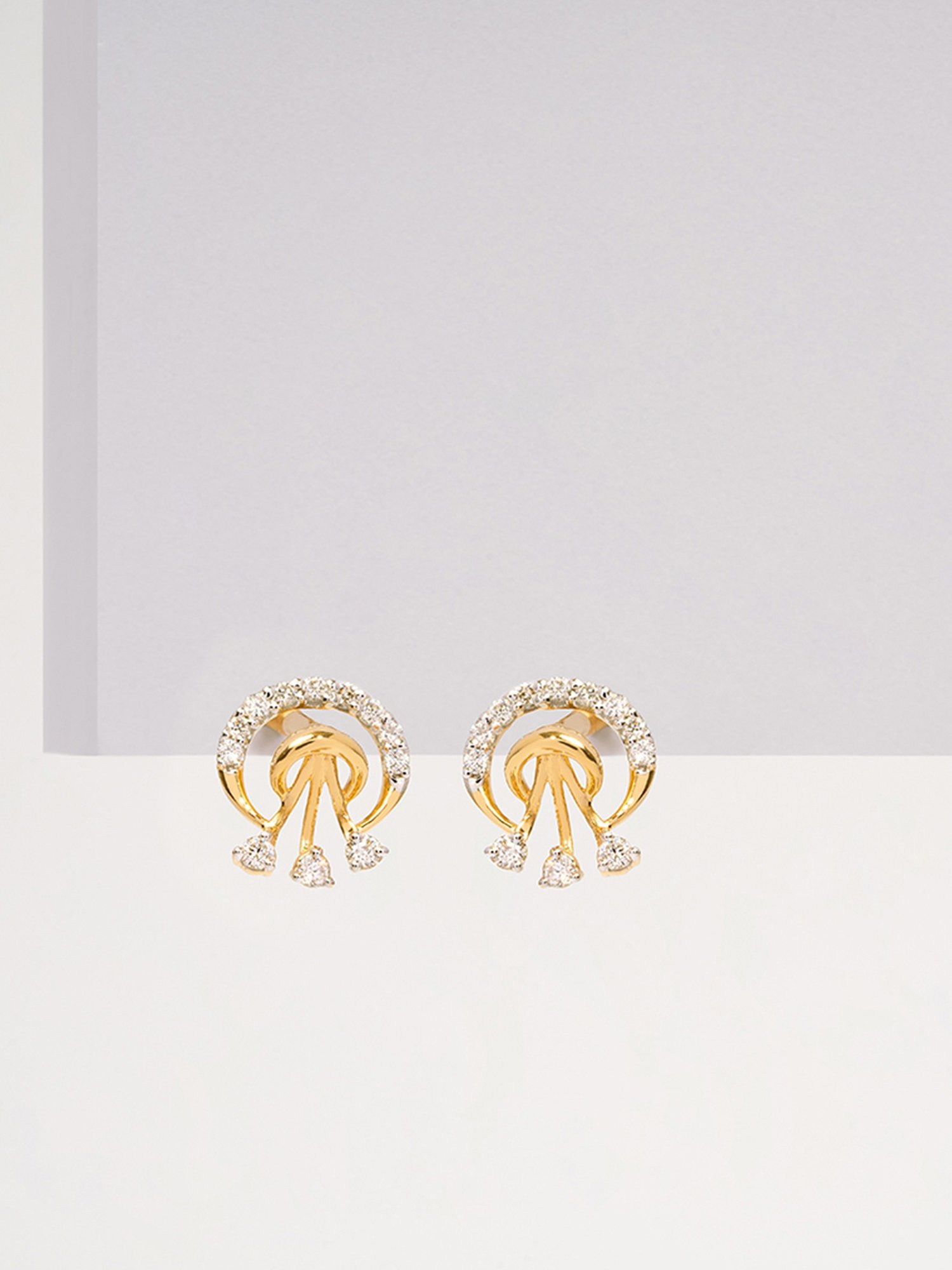 P.N.Gadgil Jewellers 14k Gold Archway Stud Diamond Earrings For Women