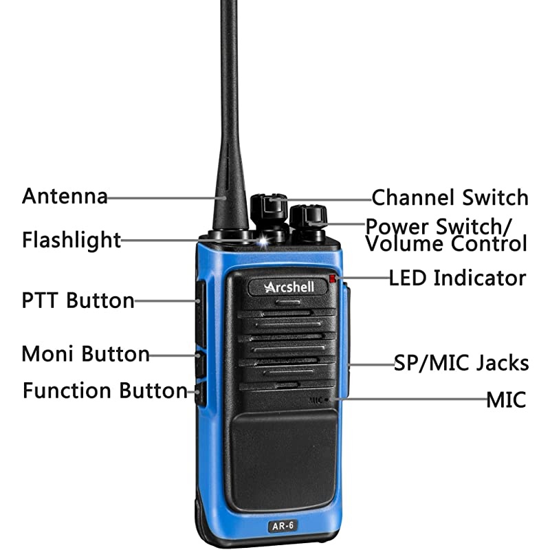 Rechargeable Long Range TwoWay Radios with Earpiece 2 Pack UHF 400470Mhz Walkie Talkies Liion Battery and Charger Included