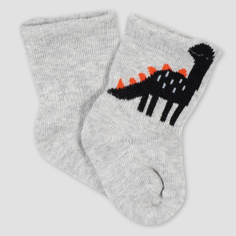 Gerber Baby Boys' 6pk Dino Jersey Wiggle Proof Socks - Purple 0-6M