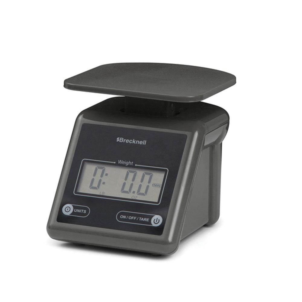 Brecknell Electronic Postal Scale, 7 lbs Capacity, 6 4/5 x 5 3/5 Platform, Gray