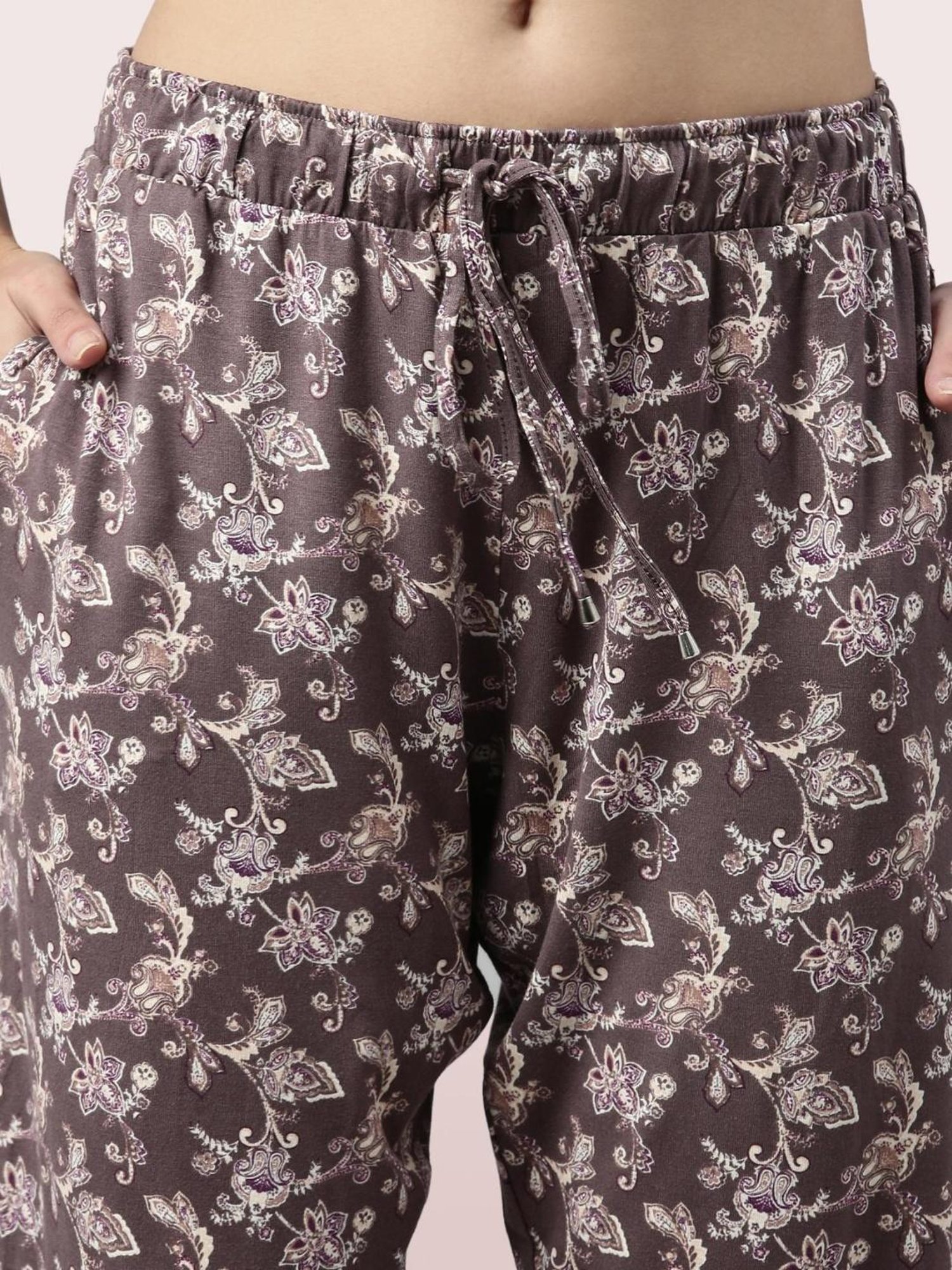 Enamor Brown Printed Pajamas