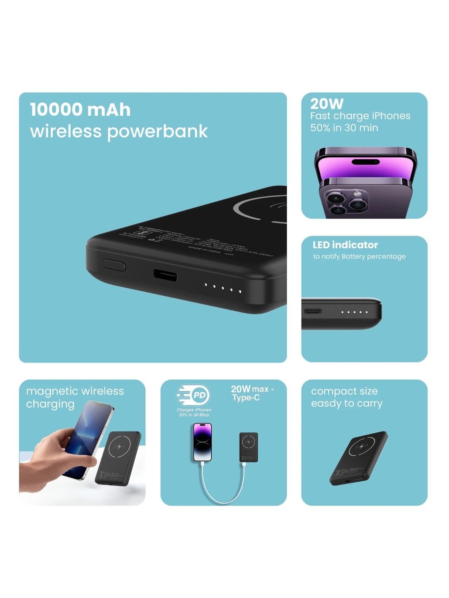 Stuffcool Alum 10000mAh Magnetic Wireless Powerbank (Silver)