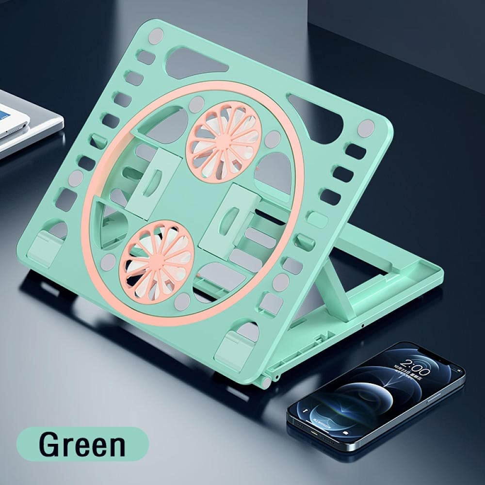 ANXINJIA Notebook Cooling pad, Dual-Turbo Cooling Notebook Holder, USB Power Supply, Quiet and no Noise, Plug and Play, Compatible with Full-Size notebooks-Green