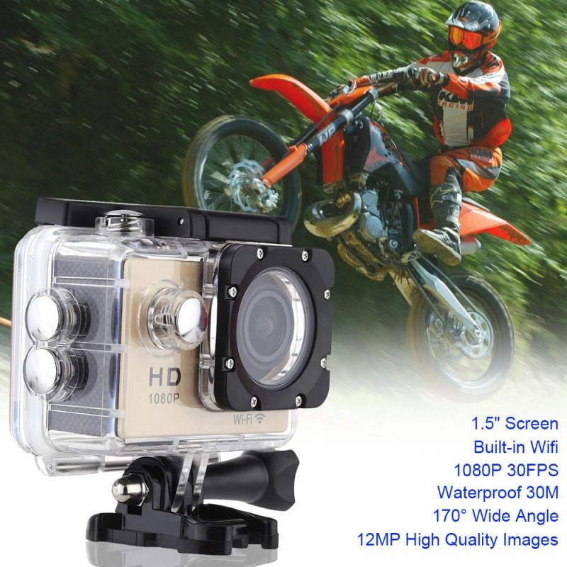 W8 1080P 30FPS 12MP Wifi Waterproof 30M Shockproof 170&deg; Wide Angle 1.5" Screen Outdoor Action Sports Camera Camcorder Digital Cam Video HD DV Car DVR