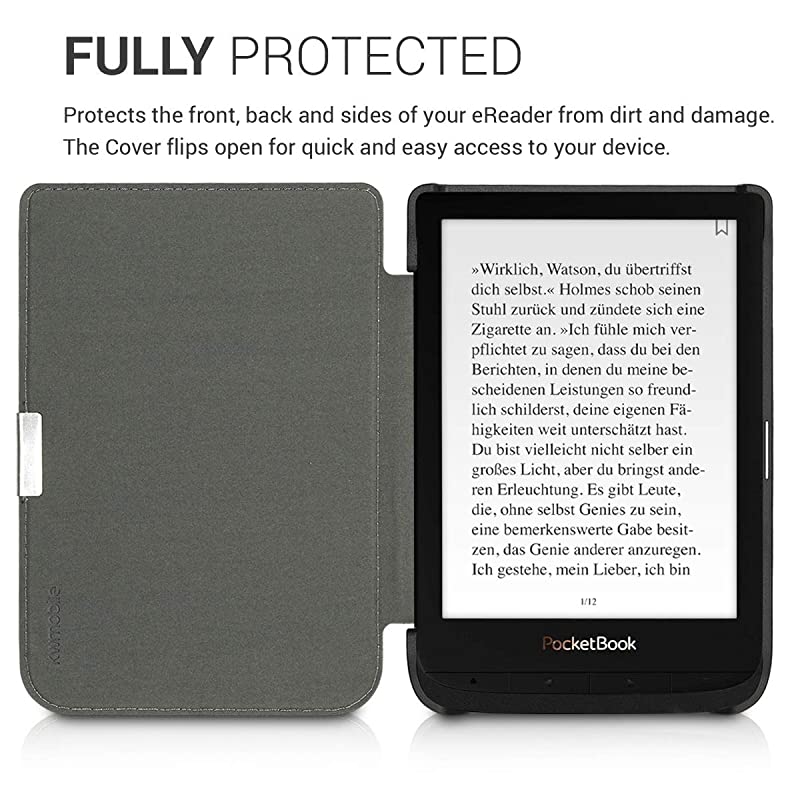 Case for Pocketbook Touch Lux 4Basic Lux 2Touch HD 3 Book Style Felt Fabric Protective eReader Cover Folio Case Dark Grey