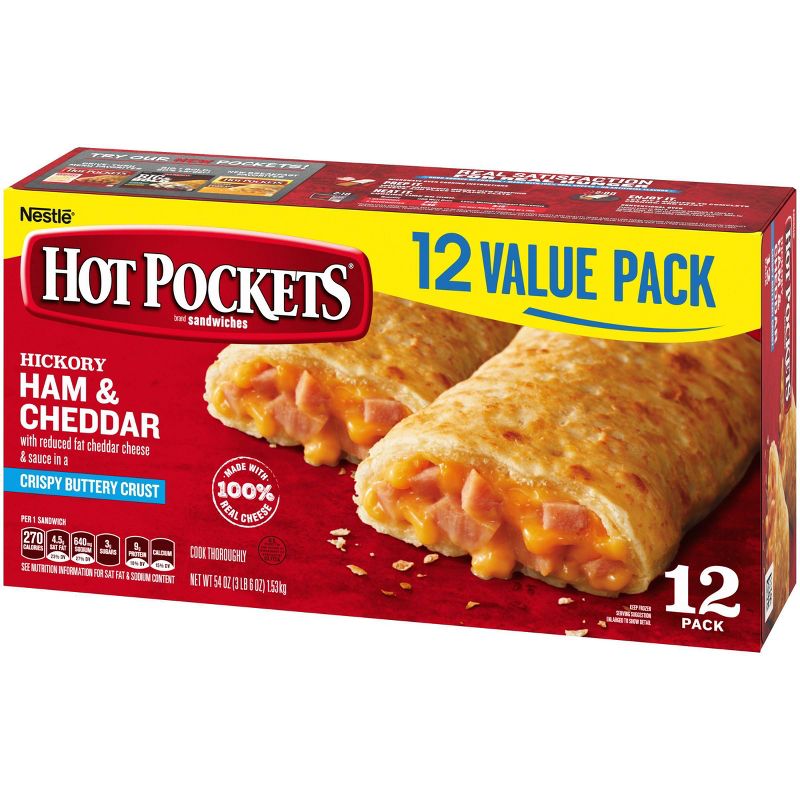 Hot Pockets Crispy Buttery Crust Frozen Hickory Ham & Cheddar Value Pack - 54oz/12ct