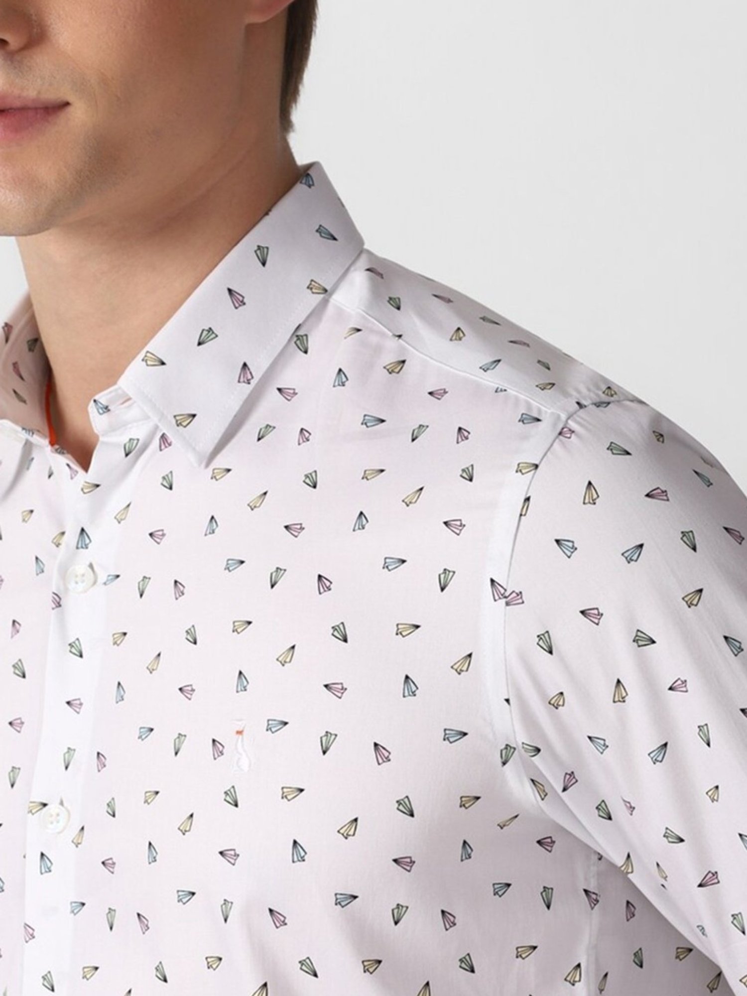 Simon Carter London White Printed Slim Fit Shirt