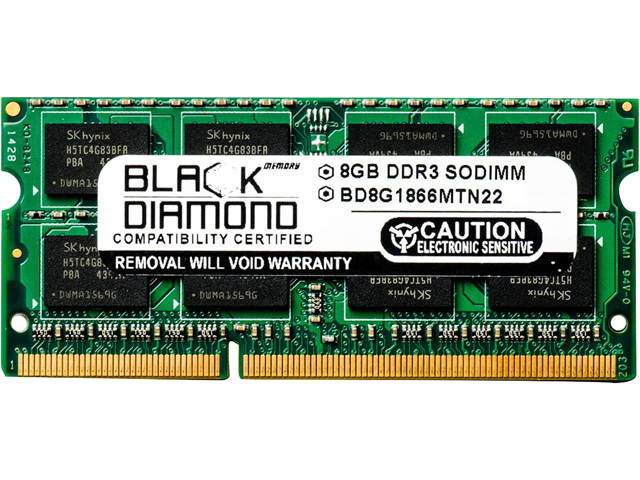 Black Diamond Memory 16GB (2 x 8GB) 204-Pin DDR3 SO-DIMM DDR3 1866 (PC3 14900) Notebook Memory Model BD8GX21866MTN22