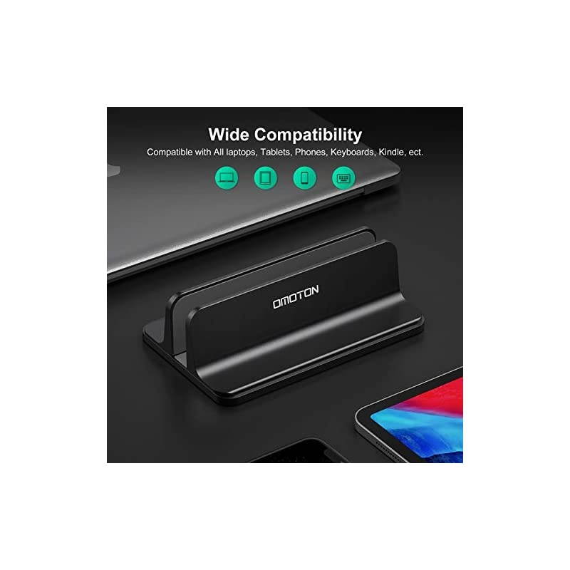 Upgraded Laptop Vertical Stand,  3-in-1 MacBook Laptop Holder Dock with Sturdy Silicone Pads for Ultra Protection, Suitable for iPhone/iPad/MacBook Pro/Surface/Samsung/Android Tablets, Black