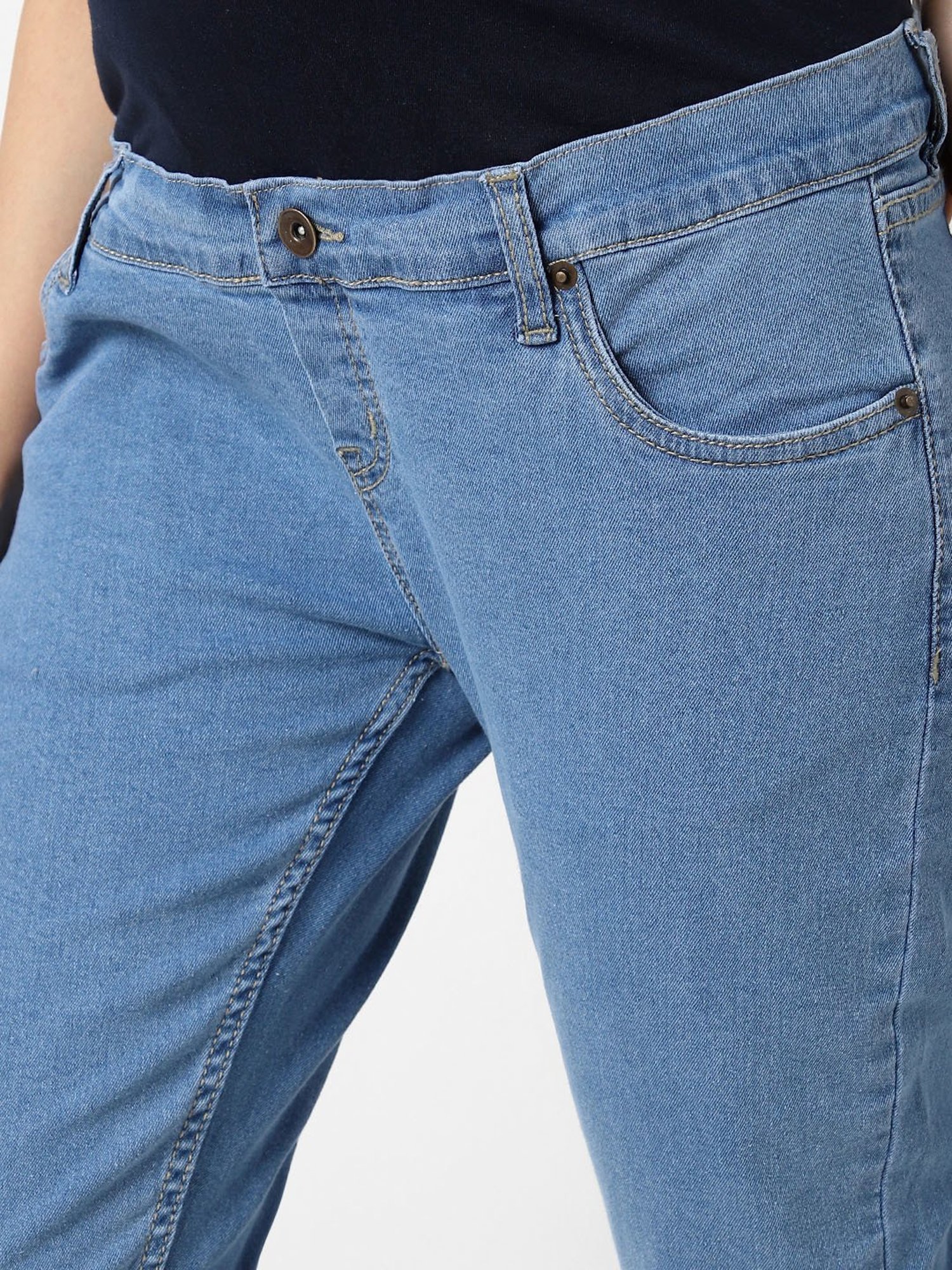 Mystere Paris Blue Cotton Maternity Jeans