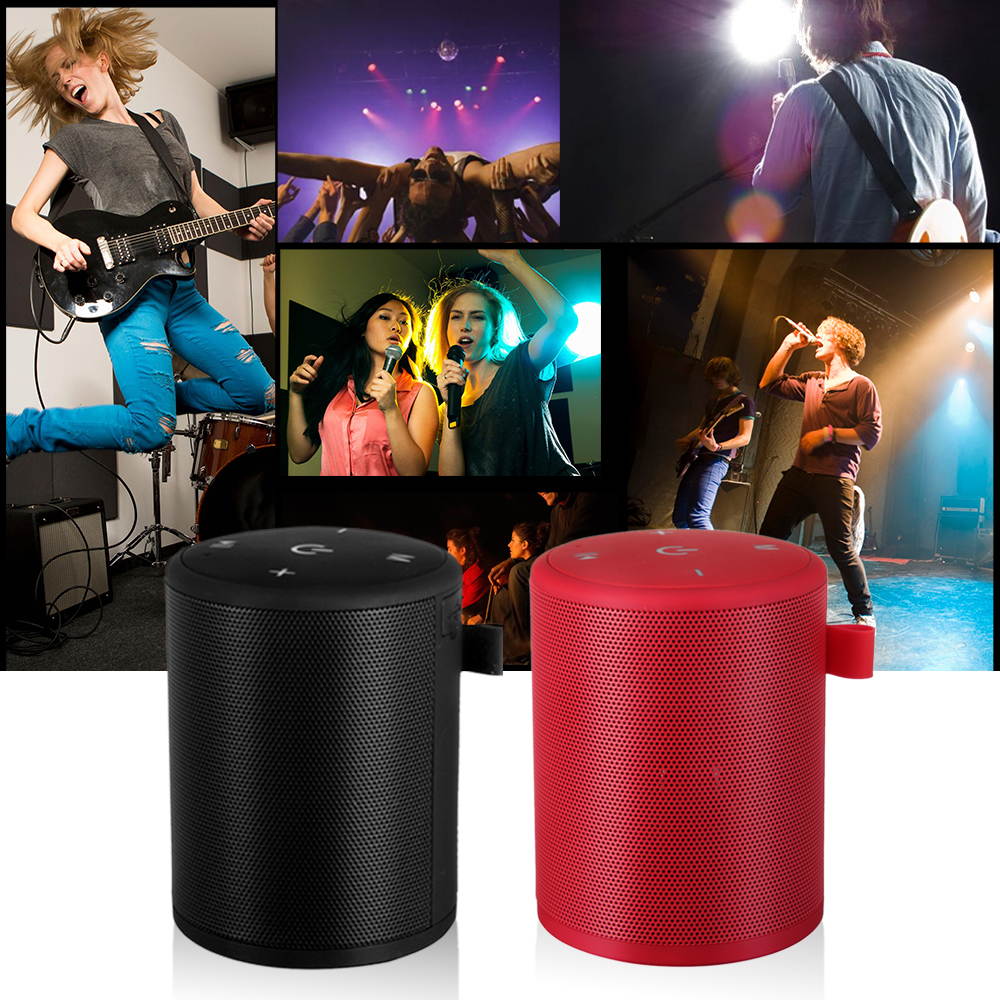 Mini Outdoor Waterproof BT Speaker Portable Stereo Wireless Speakers With Mic TF Card Series Connection Black