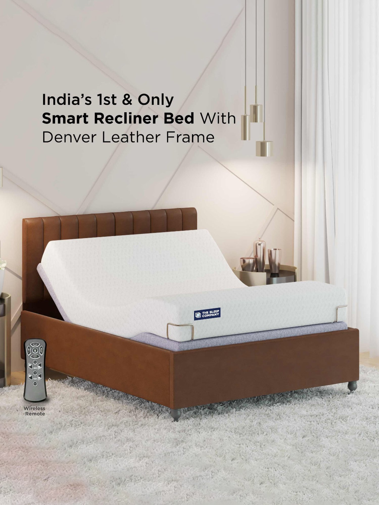 Duroflex Plush Brown Sheesham Wood Queen Bed in Honey Finish