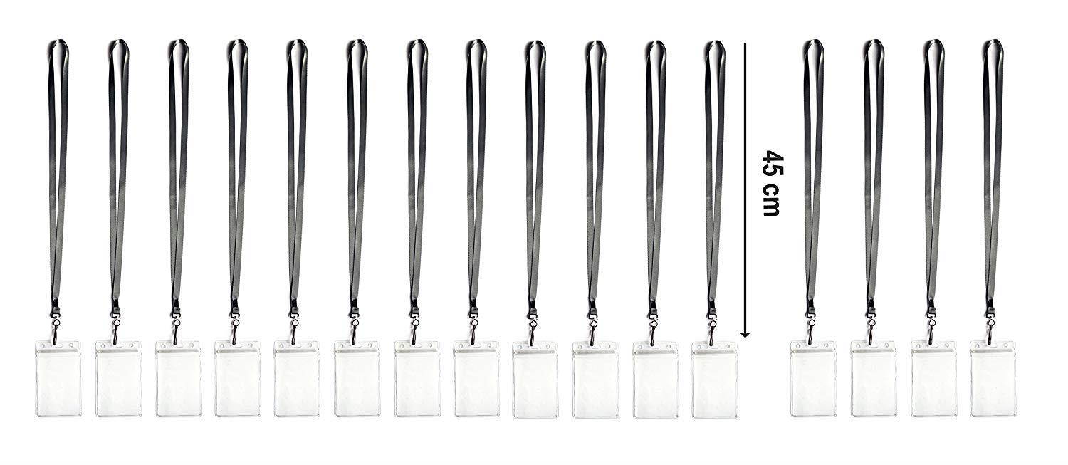 Durably Woven Lanyards & Vertical ID Badge Holders ~ Premium Quality, Waterproof & Dustproof ~ For Moms, Teachers, Tours, Events, Businesses, Cruises & More (50 Pack, Gray) by Stationery King