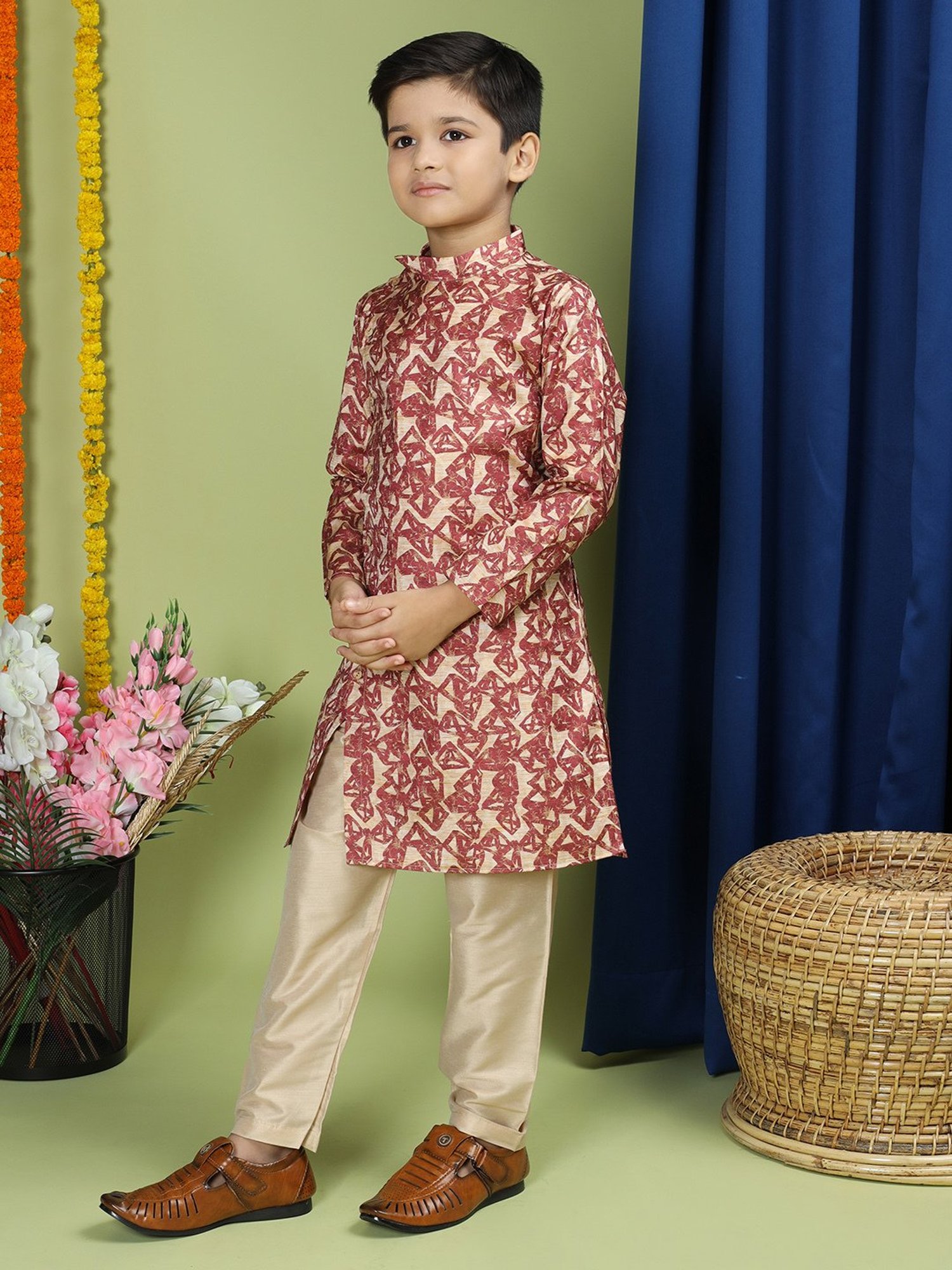 KISAH Kids Multicolor Cotton Printed Full Sleeves Kurta