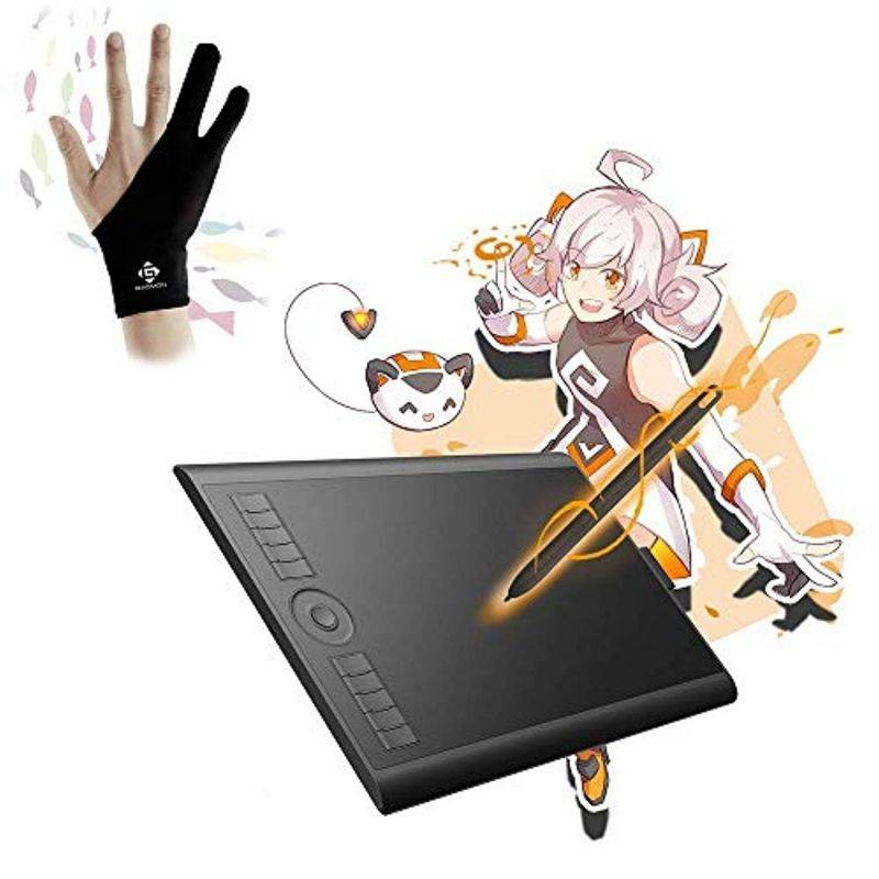 GAOMON M10K 2018 Drawing Tablet  and  GAOMON Two-Finger Glove