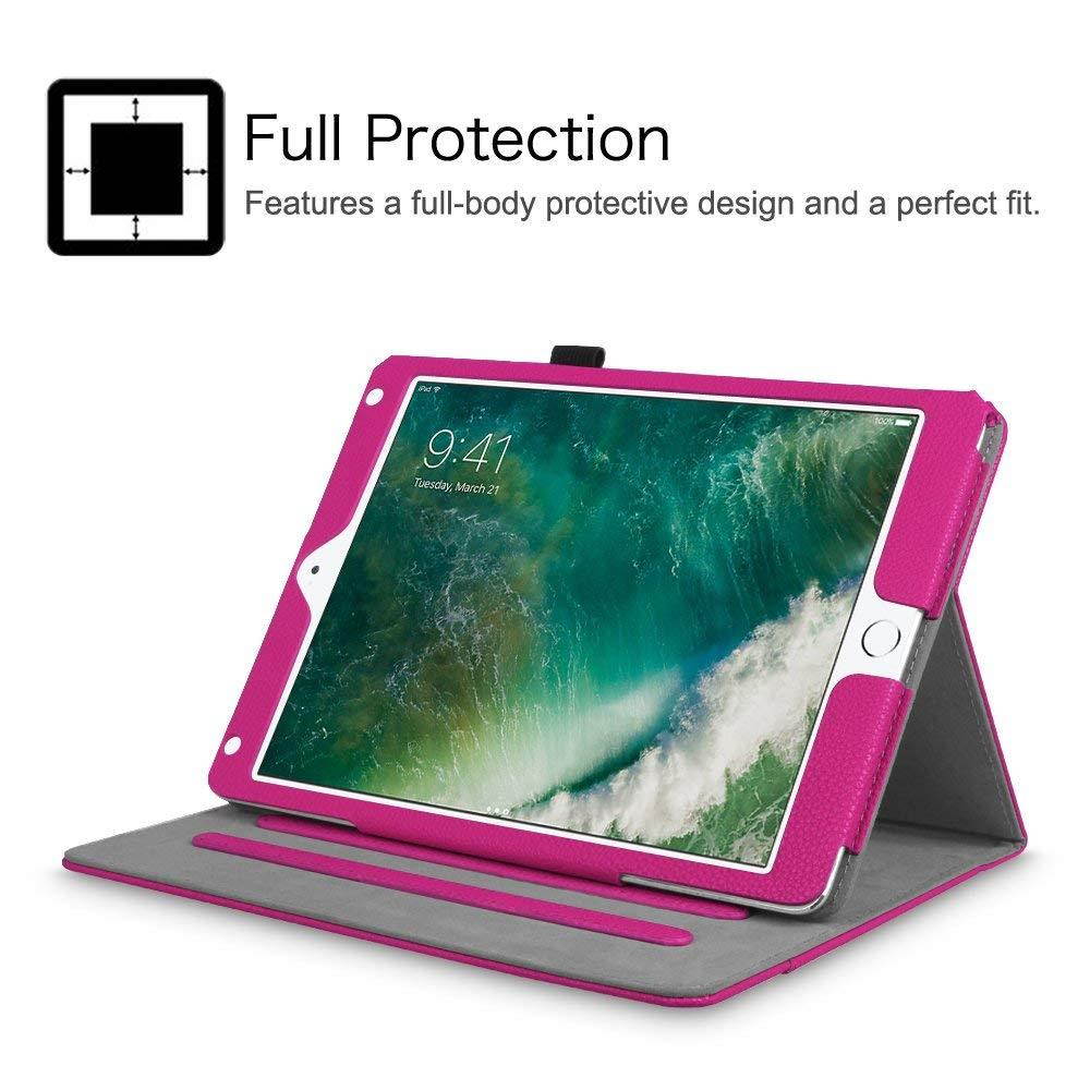 Fintie iPad 9.7 2018 2017 / iPad Air 2 / iPad Air Case - [Corner Protection] Multi-Angle Viewing Folio Cover w/Pocket, Auto Wake/Sleep for Apple iPad 6th / 5th Gen, iPad Air 1/2, Magenta