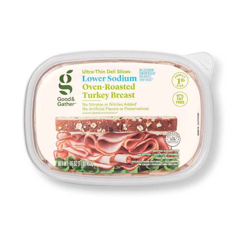 Lower Sodium Oven Roasted Turkey Breast Ultra-Thin Deli Slices - 16oz - Good & Gather™