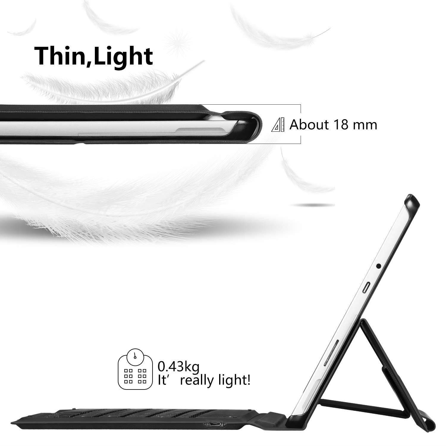 Surface Go Case with Keyboard - CHESONA Ultra-Thin Stand PU Leather Business Cover Wireless Keyboard Case for Microsoft Surface Go 10 inch 2018 Released