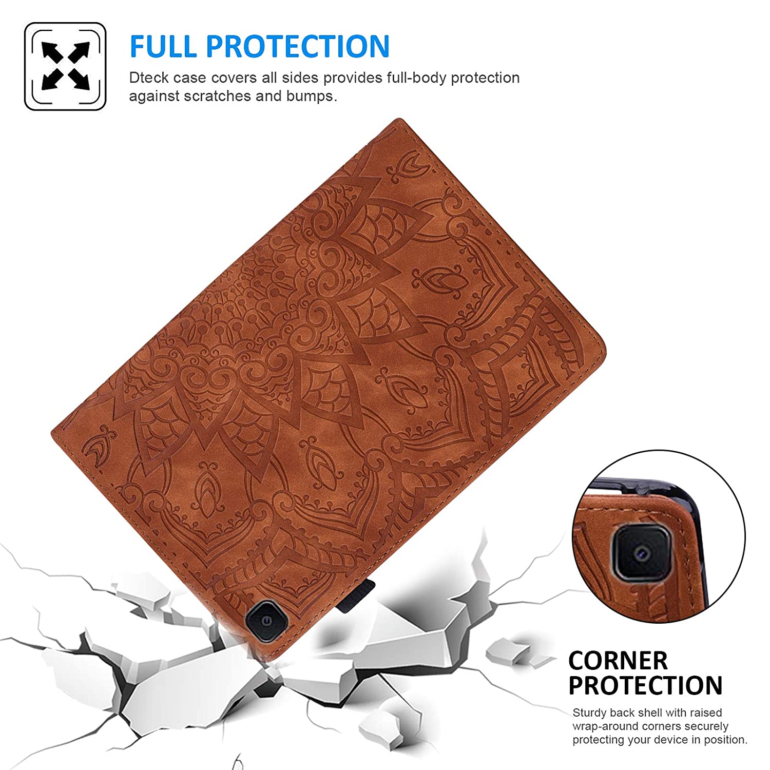 Galaxy Tab S6 Lite Case 10.4 Inch 2020 Model, Dteck Slim PU Leather Stand Folding Folio Shockproof Protective Tablet Case for Samsung Galaxy Tab S6 Lite 10.4 2020 SM-P610/P615 Tablet, Brown