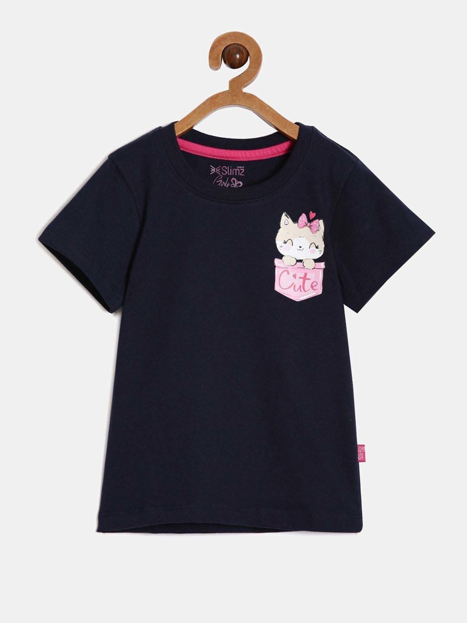 Dixcy Slimz Kids Black & Pink Cotton Printed T-Shirt