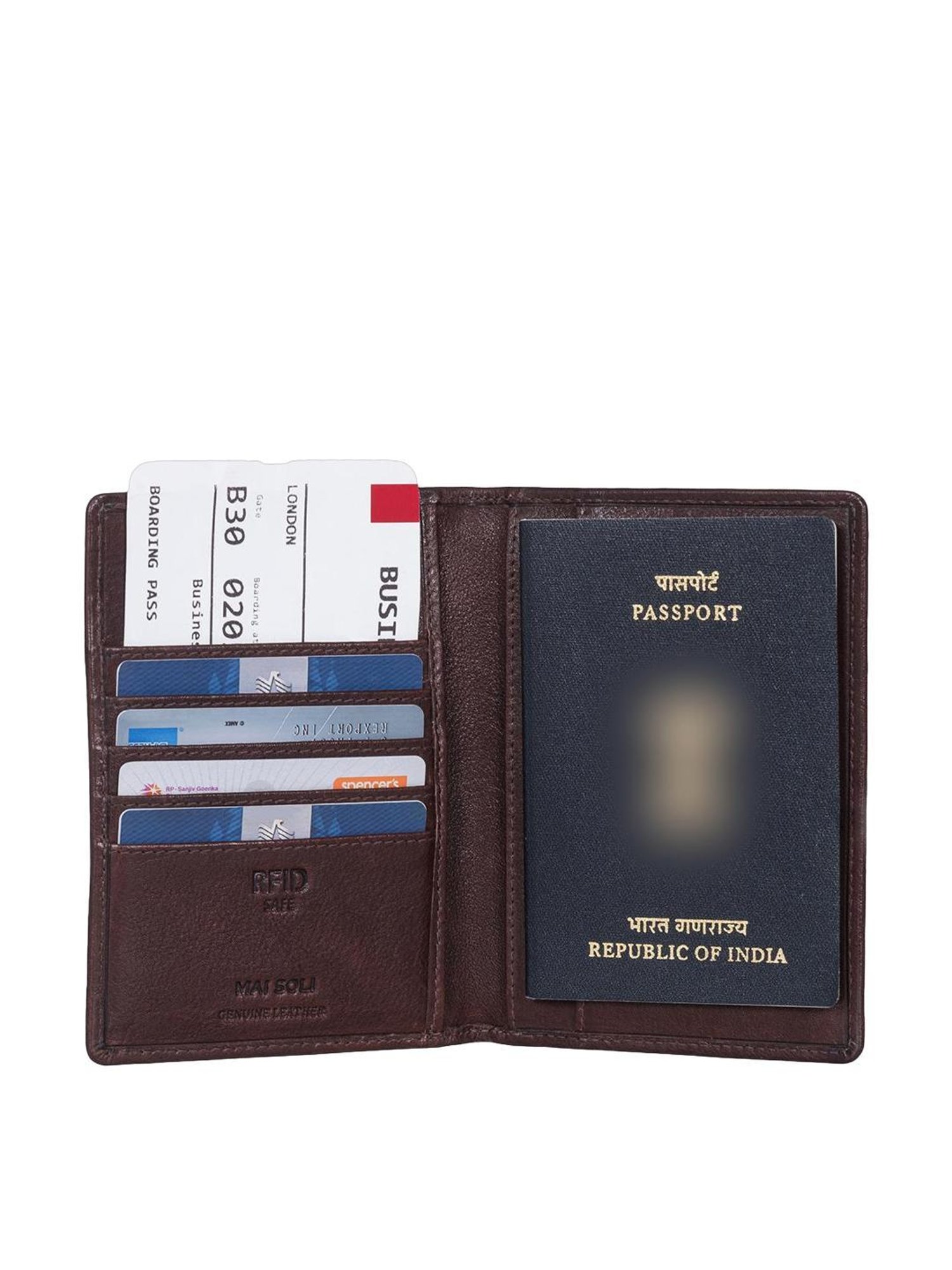 Mai Soli Explorer Chestnut Brown Formal Leather Passport Wallet for Unisex