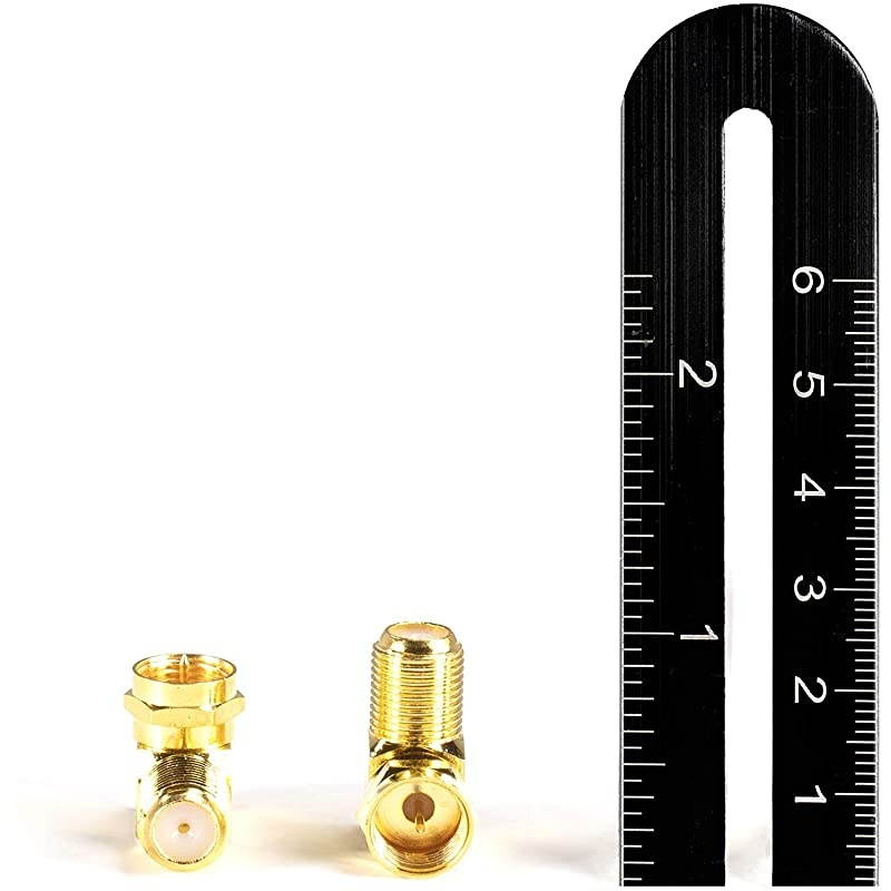 Gold Coaxial Cable Right Angle Connector | 50 Pack | for Tight Corners and Flat Panel TV Mounting 90 Degree F Type Adapter for Coax Cable and Wall Plates