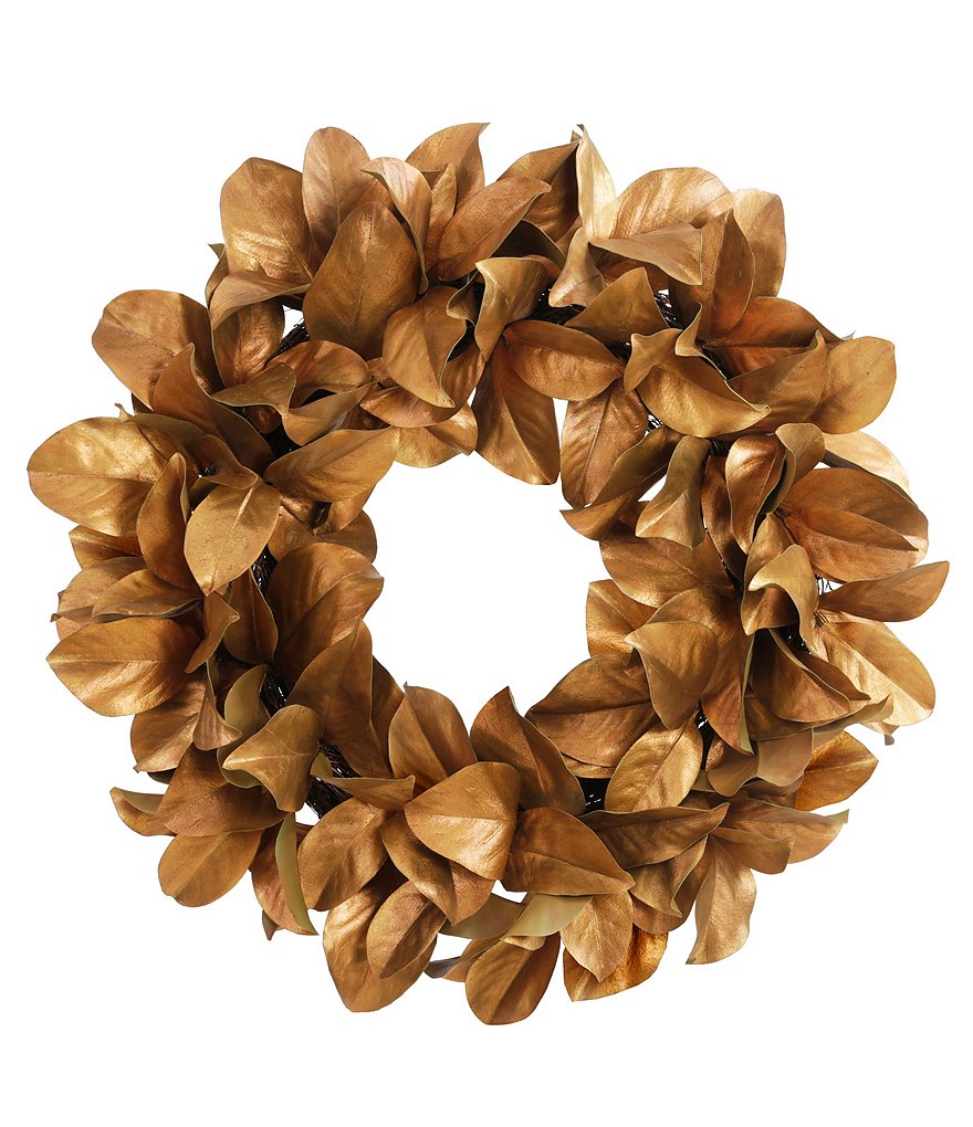 Winward Holiday Collection Permanent Botanicals Gold leaf Magnolia 30#double; Wreath