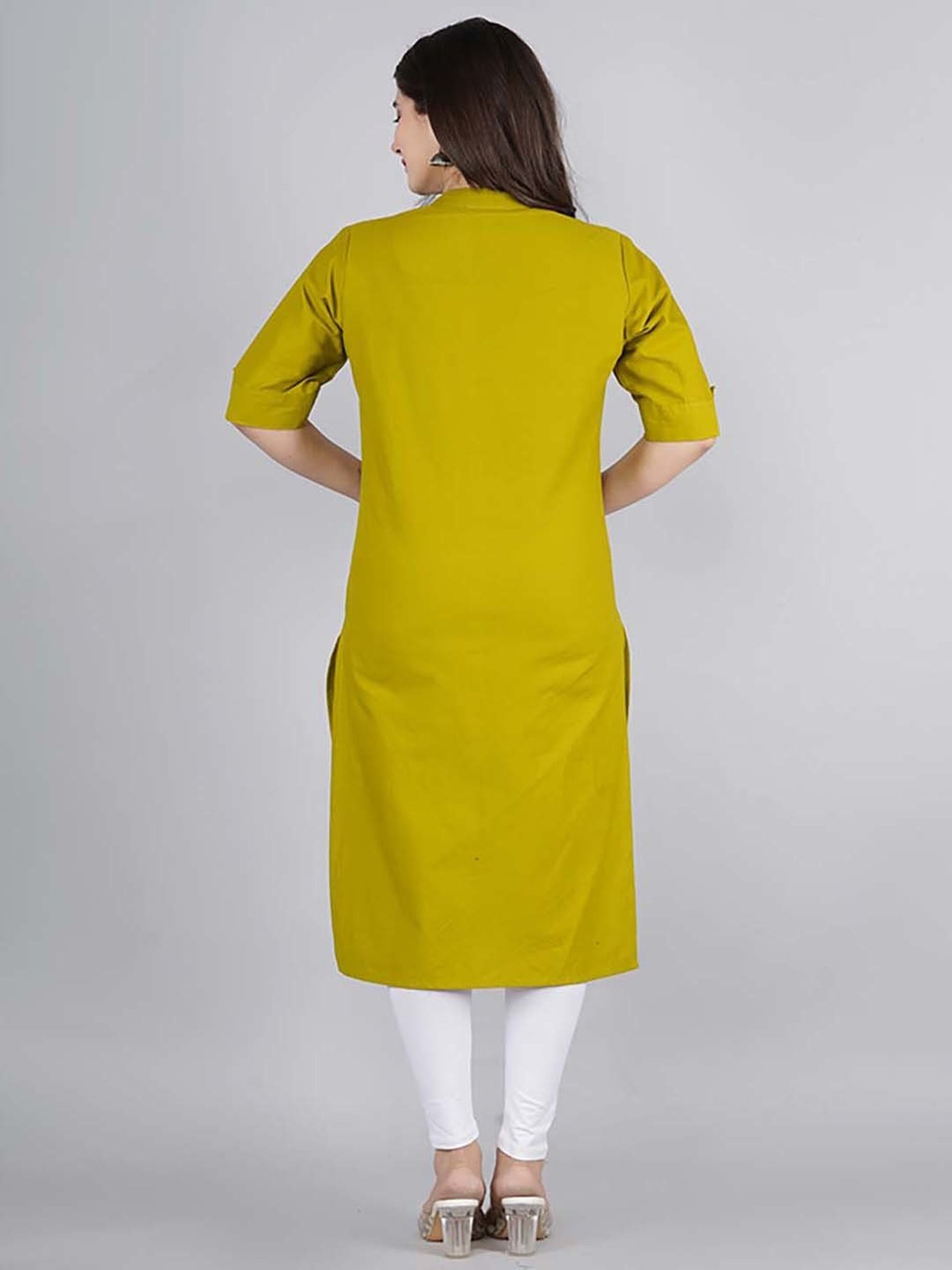 Kipek Green Cotton Straight Kurta