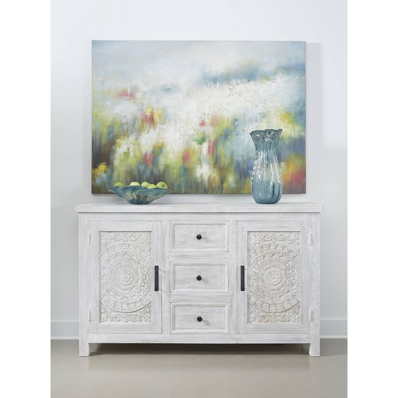 Flora 2 Door 3 Drawer Credenza White Wash - Treasure Trove Accents