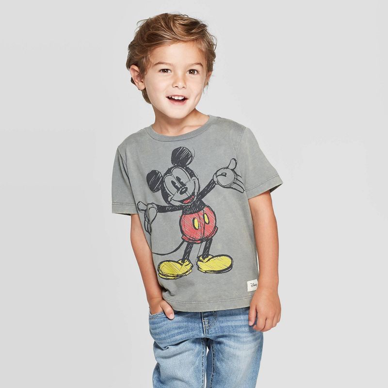Boys' Disney Vintage Mickey Sketch Short Sleeve Graphic T-Shirt - Gray M