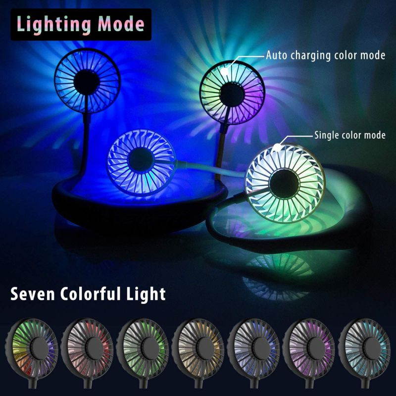 DONWELL Hands Free Neck Fan, Portable Mini Rechargeable LED Neckband Fan with Dual Wind Head and Aromatherapy for Sports, Travelling, Outdoor, Office - 3 Speeds, Battery Operated (Black)