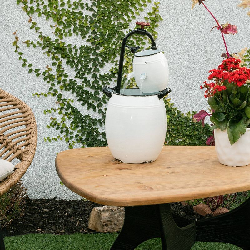 Alpine 19" Barrels and Facet Tabletop Fountain White