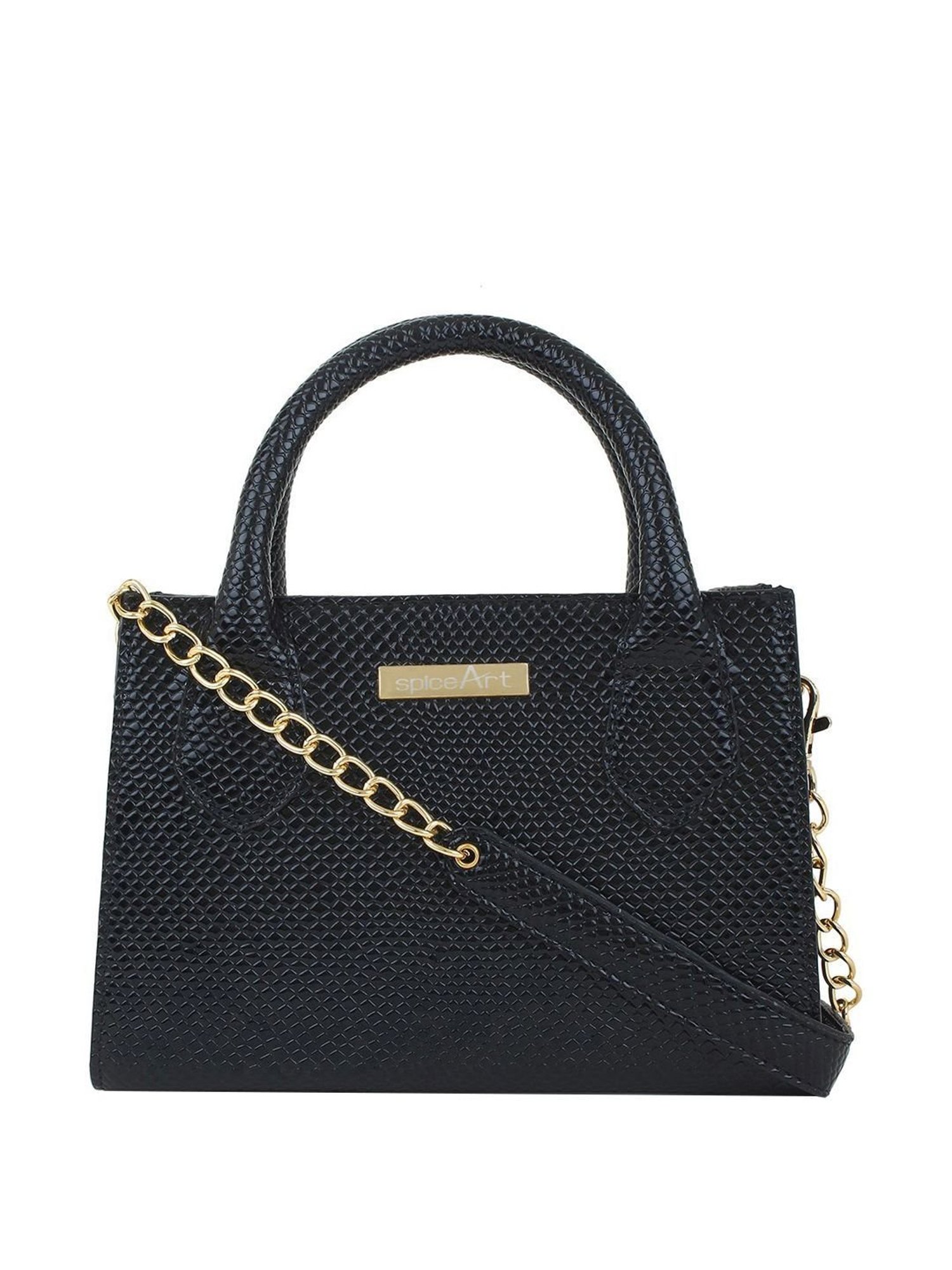 Spice Art Black Textured Small Handbag