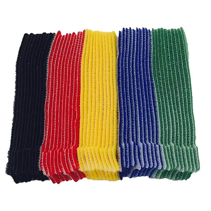 50PCS Cable Ties Reusable, Premium 6-Inch Hook and Loop Cord Organizer Wire Ties, Microfiber Cloth Cable Management Straps, 5 Colors