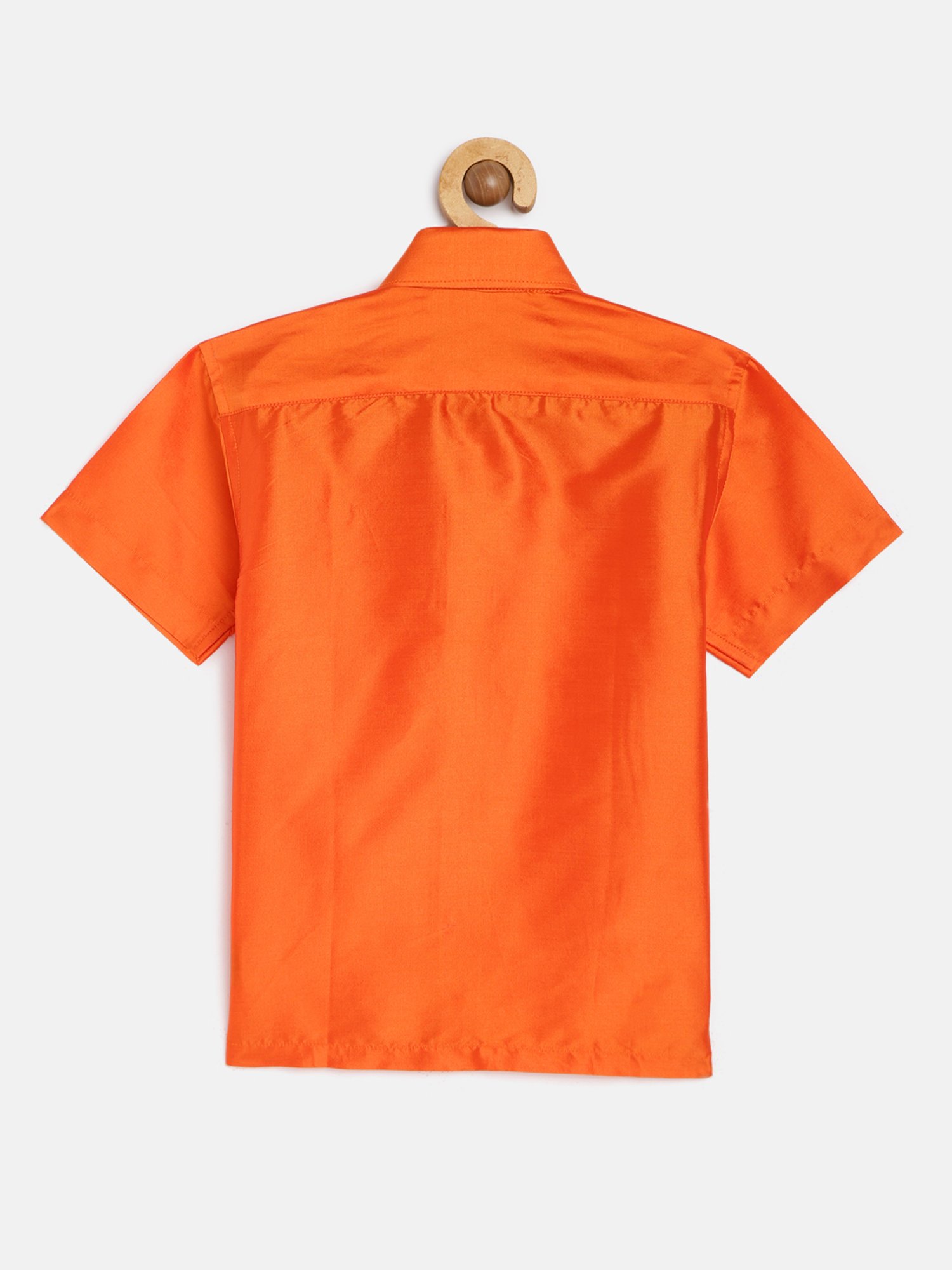 THANGAMAGAN Kids Orange Solid Lining Shirt